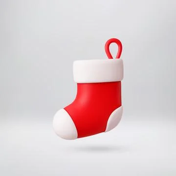 Realistic 3D render of red Christmas stocking Stock Illustration