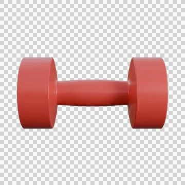 A realistic 3D render of a red dumbbell with smooth, glossy finish and prec.. Stock Illustration