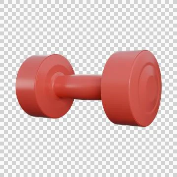 A realistic 3D render of a red dumbbell with smooth, glossy finish and prec.. Stock Illustration