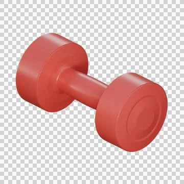 A realistic 3D render of a red dumbbell with smooth, glossy finish and prec.. Stock Illustration