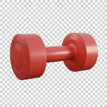 A realistic 3D render of a red dumbbell with smooth, glossy finish and prec.. Stock Illustration