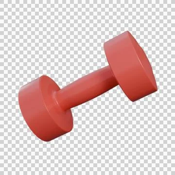 A realistic 3D render of a red dumbbell with smooth, glossy finish and prec.. Stock Illustration