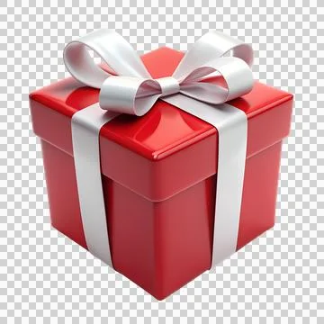 Realistic 3d render red gift box with white ribbon present package Stock Illustration