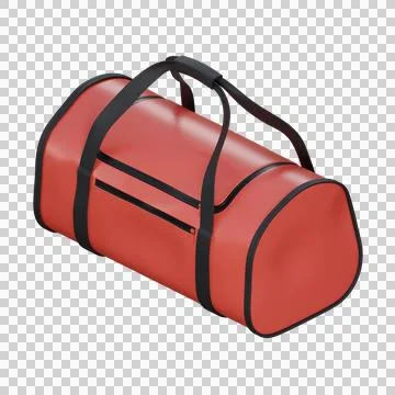 A realistic 3D render of a red gym bag with smooth fabric texture Stock Illustration
