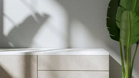 Realistic 3d render showing empty space on a marble countertop Stock Illustration