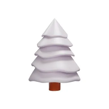 Realistic 3d render snow sprouce tree in clay style Stock Illustration