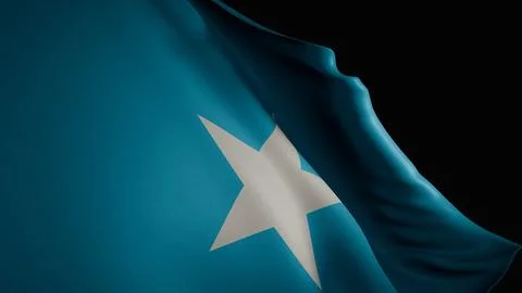 Realistic 3D render of the Somali flag waving Stock Photos