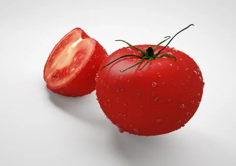 Realistic 3d render of tomato Stock Illustration