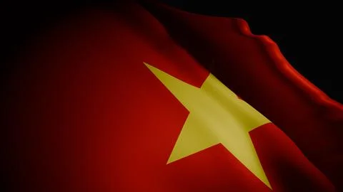 Realistic 3D render of the Vietnamese flag waving Stock Photos