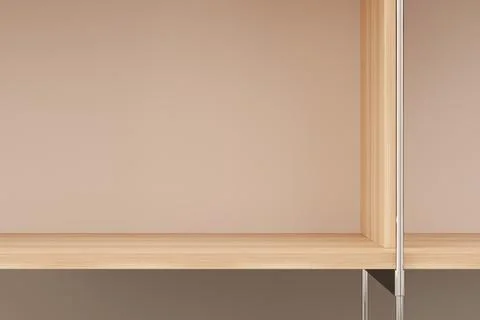 Realistic 3D render of warm minimal shelf background with soft light and co.. Stock Photos