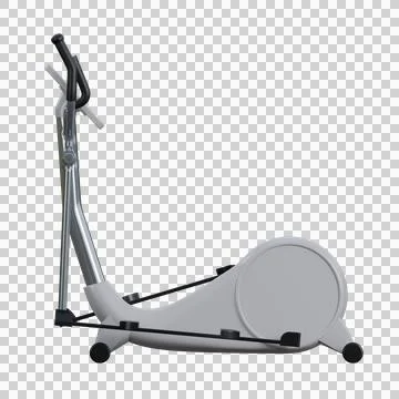 A realistic 3D render of a white elliptical exercise machine with sleek mod.. Stock Illustration
