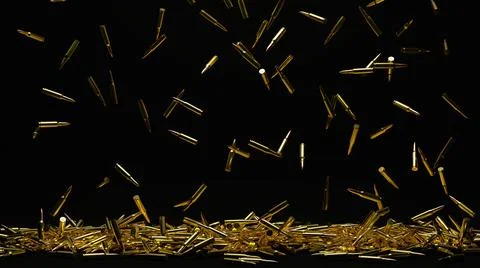 Realistic 3D Rendered 6.5 Grenel Bullets Falling On Floor Into A Pile Stock Photos