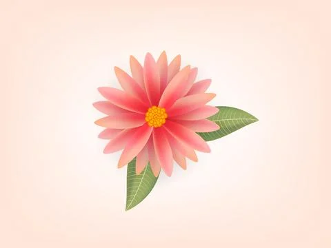 Realistic 3D rendered flower illustration with detailed petals and leaves in  Stock Illustration