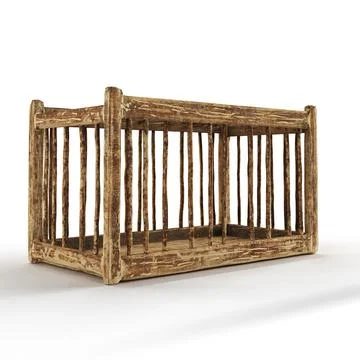 Realistic 3D rendered scale model of a small wooden crate Stock Illustration