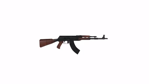Realistic 3D rendering of an AK-47 with detailed design and textures Stock Footage 285671042