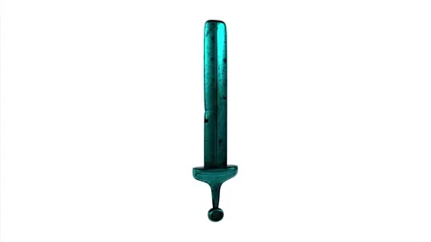 Realistic 3D rendering of an ancient sword displayed in a museum 스톡 동영상 284220326