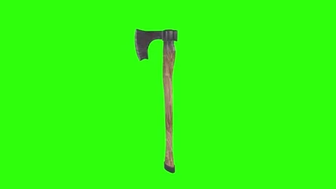 Realistic 3D rendering of an axe on a vibrant green background Stock Footage 287882585