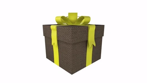 Realistic 3D rendering of a gift box with bright yellow ribbon Stock Footage 286148320