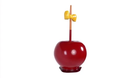 Realistic 3D rendering of a glossy caramel apple on a stick Stock-Footage 284237939