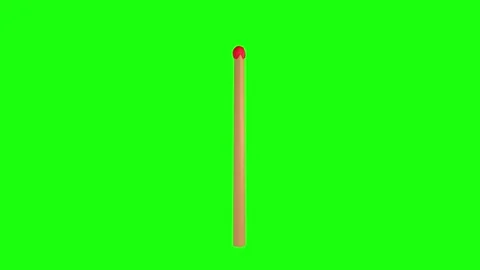 Realistic 3D rendering of a matchstick on a bright green background Stock Footage 287985976