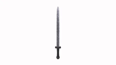 Realistic 3D rendering of a medieval sword with intricate details Stock Footage 287882553