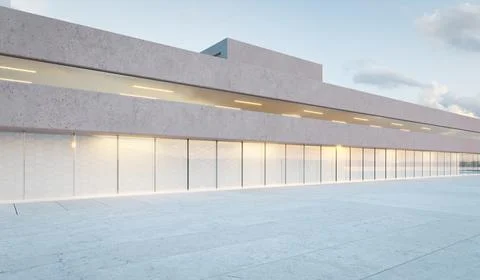 Realistic 3d rendering of Modern glass wall commercial buildings exterior Ilustración de archivo