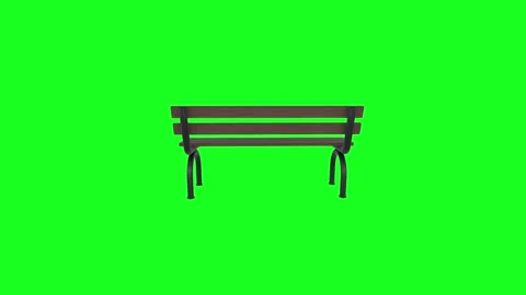 Realistic 3d rendering of a park bench on a bright green background Stock-Footage 297584302