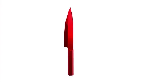 Realistic 3D rendering of a red kitchen knife on a white background Stock-Footage 284237627