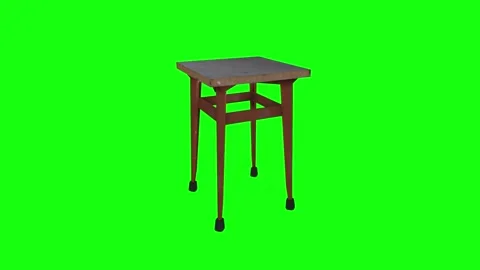 Realistic 3D rendering of a small wooden table with green background Stock-Footage 285060344