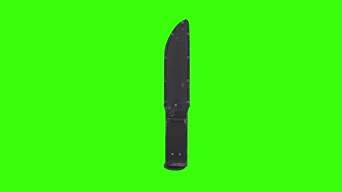 Realistic 3D rendering of a tactical knife against a green background Stock Footage 287011501