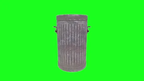 Realistic 3D rendering of a vintage garbage can on a bright background Stock Footage 303594862