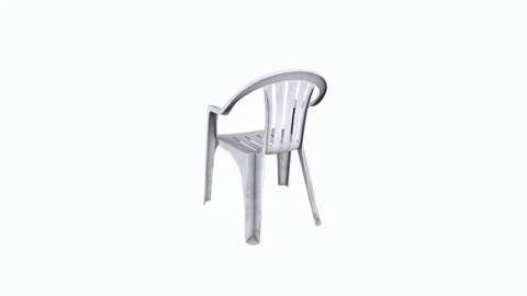 Realistic 3D rendering of a white plastic chair in a simple setting 스톡 동영상 303594734