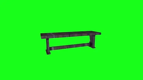 Realistic 3D rendering of a wooden bench on a bright green background Stock-Footage 287012372