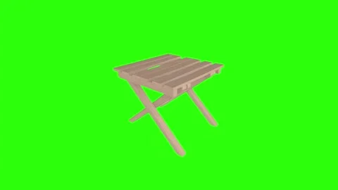 Realistic 3D rendering of a wooden folding table on a green background Stockbeeldmateriaal 287882740