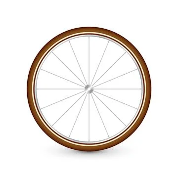 Realistic 3d retro bicycle wheel. Bike rubber tire, shiny metal spokes and rim Stock Illustration