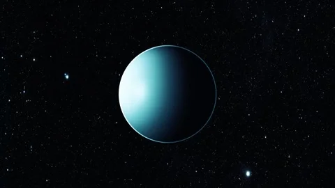 Realistic 3d rotated Uranus planet animation against a starry space backgroun Stock Footage 315189748