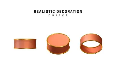 Realistic 3d shape. Objects brown beige color of golden. Geometric decorative 库存插图