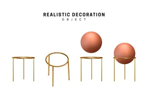Realistic 3d shape Set of Spheres and balls with stand for them. Objects brow イラスト素材