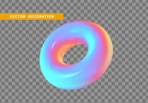 Realistic 3d shape torus, donut objects with gradient holographic color of ho Stockillustratie