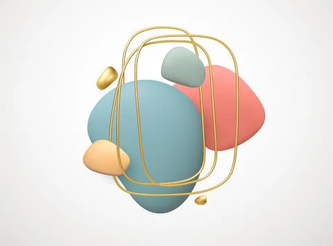 Realistic 3D shapes abstract creative backgrounds in minimal trendy style with Stock Illustration