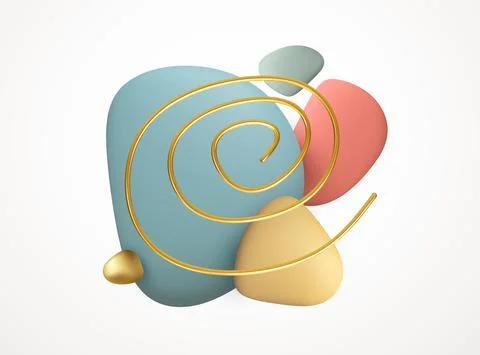 Realistic 3D shapes abstract creative backgrounds in minimal trendy style with Stock Illustration
