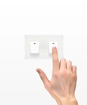 Realistic 3D Silhouette of  hand with light switch Ilustración de archivo