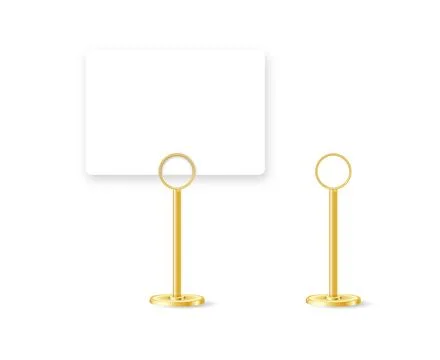 Realistic 3D silver clip displaying blank template on desktop. Perfect mockup Stock Illustration