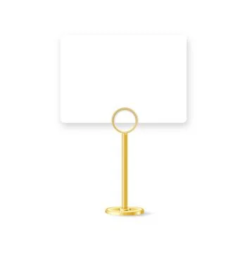 Realistic 3D silver clip displaying blank template on desktop. Perfect mockup Stock Illustration