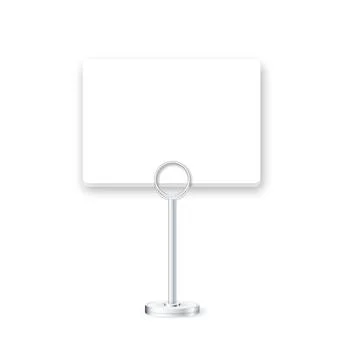 Realistic 3D silver clip displaying blank template on desktop. Perfect mockup Stock Illustration