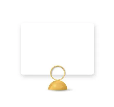 Realistic 3D silver clip displaying blank template on desktop. Perfect mockup Stock Illustration