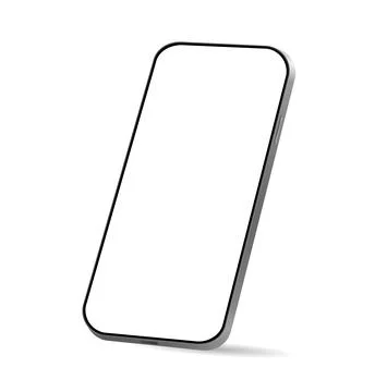 Realistic 3D Smartphone Device Mockup with Blank Screen Isolated Vector Stock Illustration