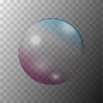 Realistic 3d soap bubble with rainbow reflection. Vector illustration Stock Illustration