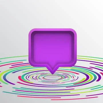 Realistic 3D speech bubble with colorful circles, vector illustration Illustrazione stock