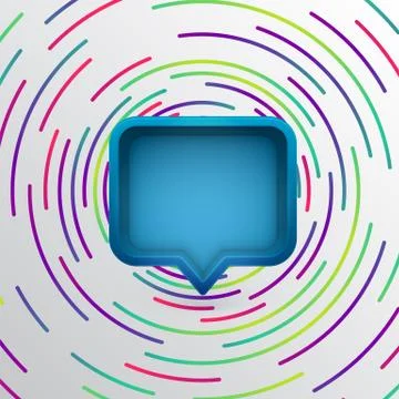 Realistic 3D speech bubble with colorful circles, vector illustration Illustrazione stock